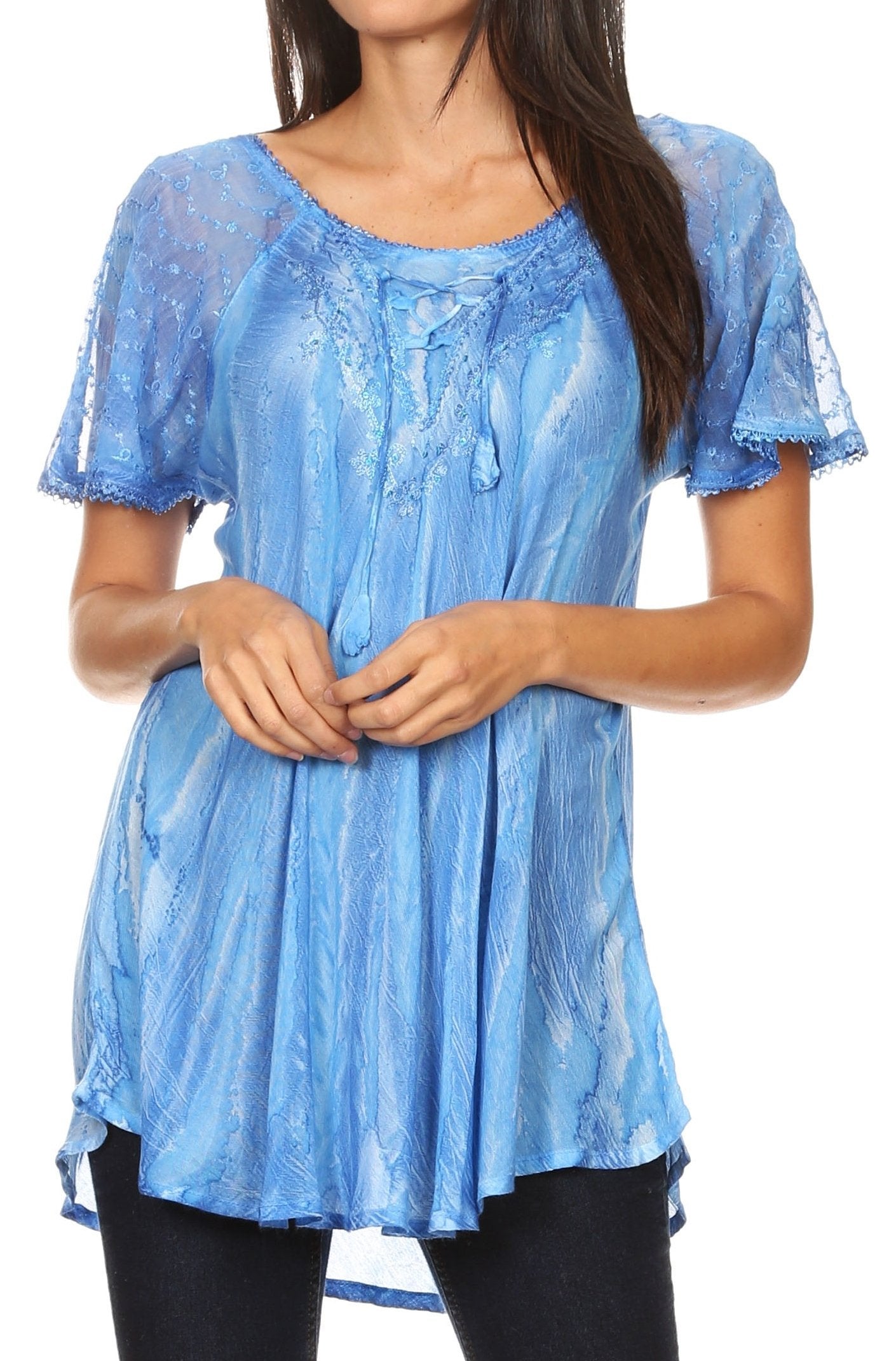 Women's Short Sleeve Casual Light Loose Scoop Neck Top Blouse
